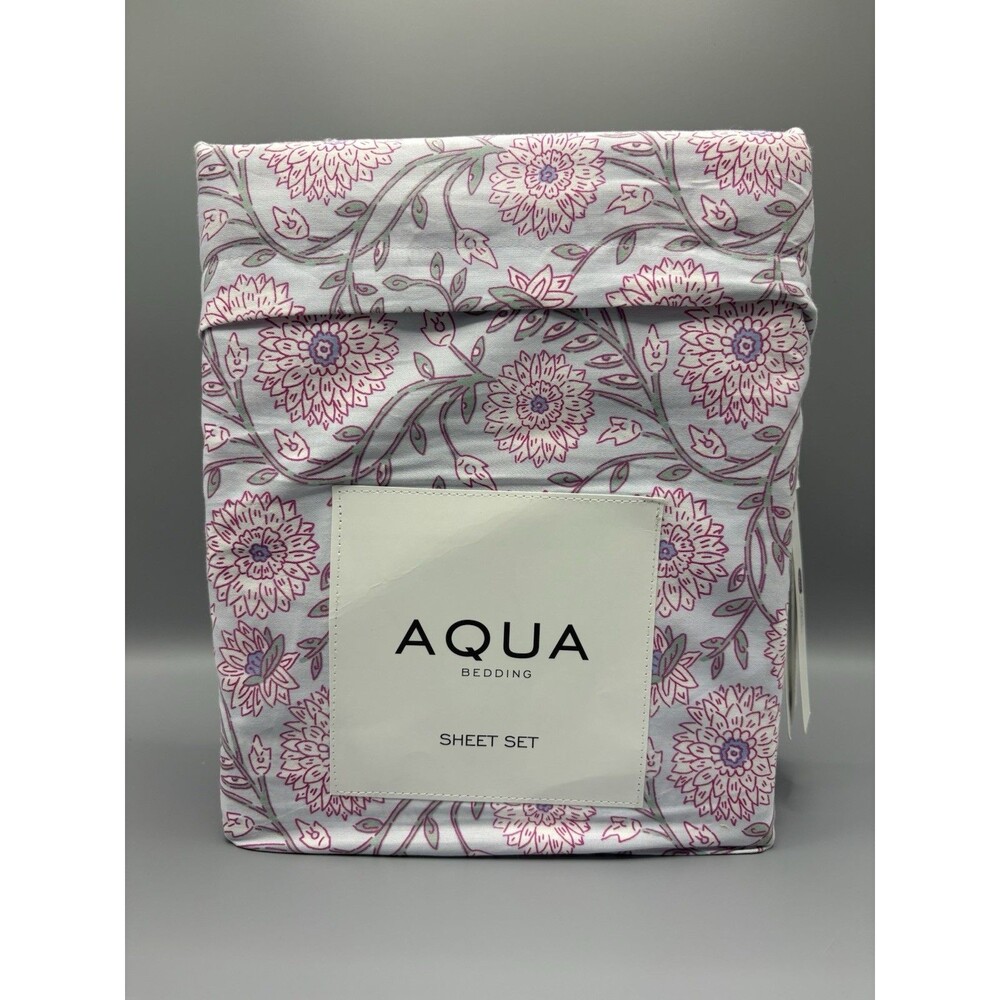 Aqua Bedding Floral Vine TWIN Cotton Sheet set